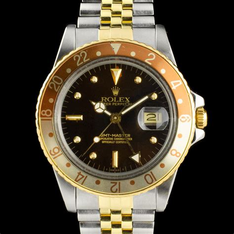 rolex root beer gmt-master 16753 ebay|Rolex 16753 GMT Master Root Beer w/ Gilt dial , 18k gold and.